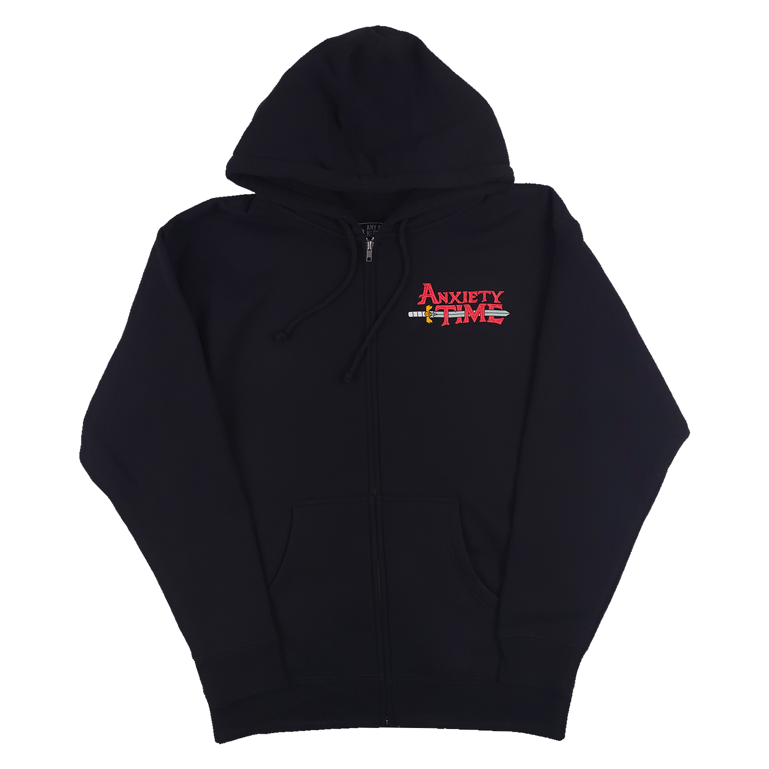 Anxiety Time Zip Up Hoodie Black