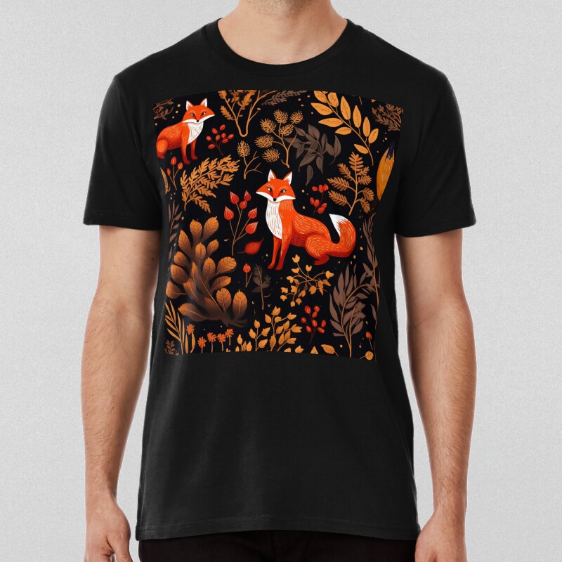 Autumn Fall Leaves And Fox T-shirt