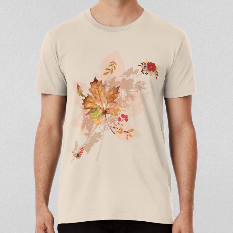 Autumn Fall Leaves Twigs Elegant Pattern T-shirt