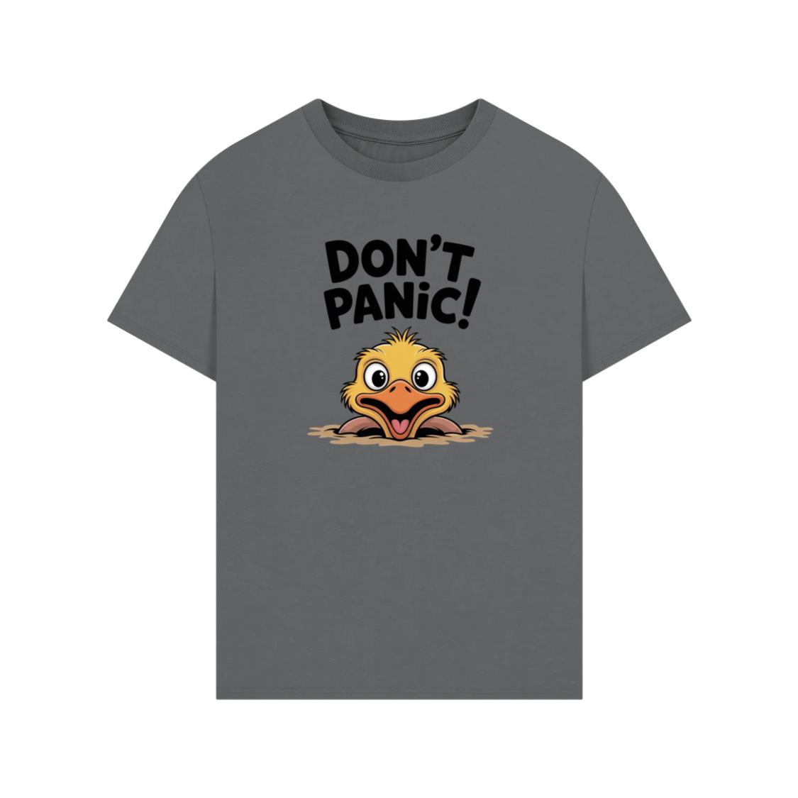 Don’t Panic Surprised Duck Cartoon Artwork T-Shirt