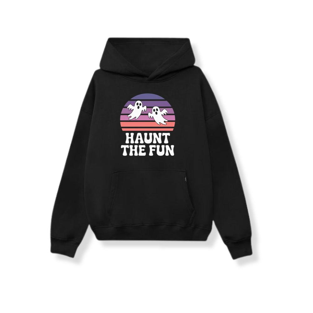 Haunt The Fun Ghost Sunset Retro Cartoon Design Hoodies