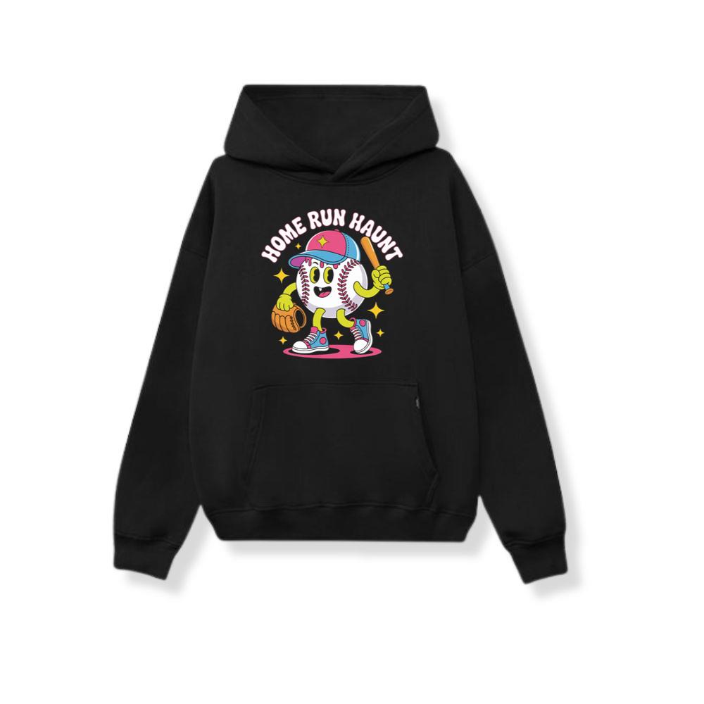 Home Run Haunt Baseball Ghost Funny Halloween Graphic Hoodies