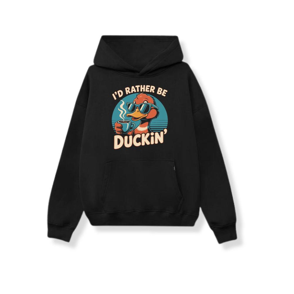 Id Rather Be Duckin Funny Duck Coffee Graphic Hoodies