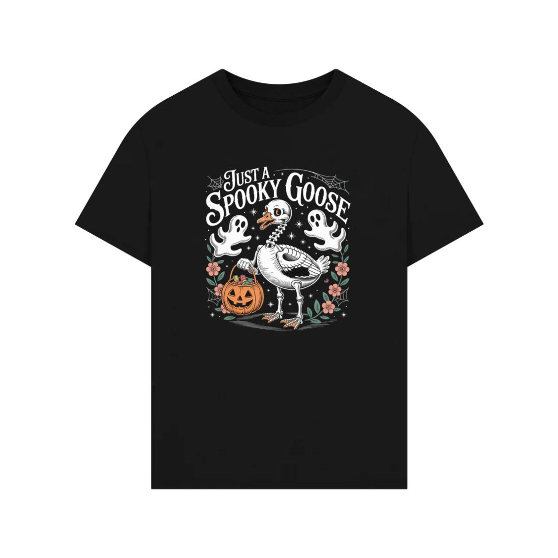 Just a Spooky Goose Funny Halloween Pumpkin Ghost Design T-Shirt