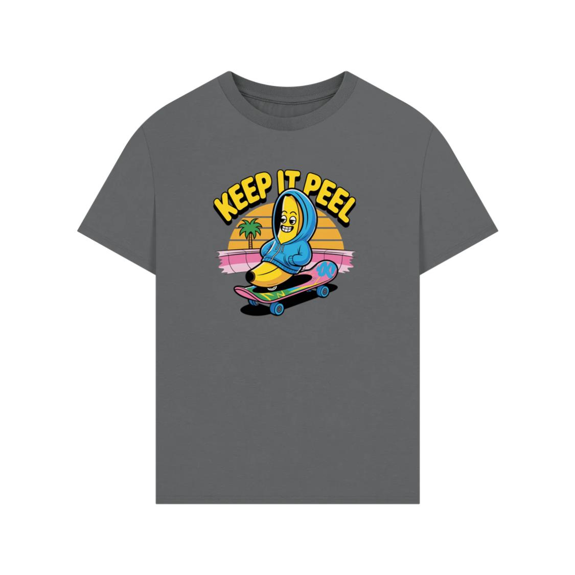 Keep It Peel Banana Character on Skateboard T-Shirt