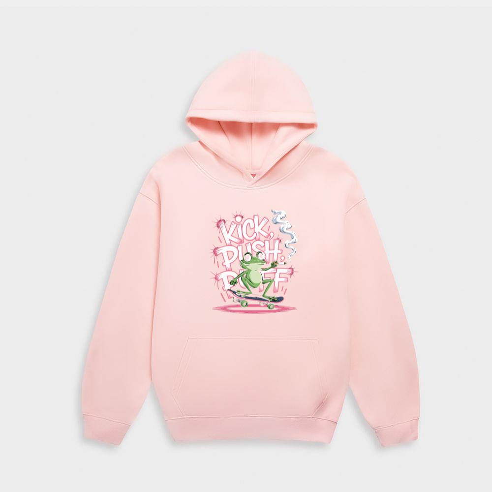 Kick Push Ride Funny Frog on Skateboard Hoodie