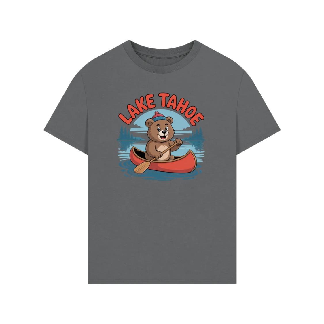 Lake Tahoe Bear Paddling Canoe Adventure Scene T-Shirt