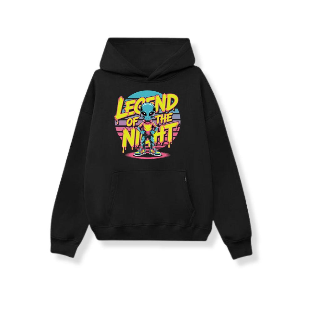 Legend Of The Night Alien Retro Neon Graphic Hoodies