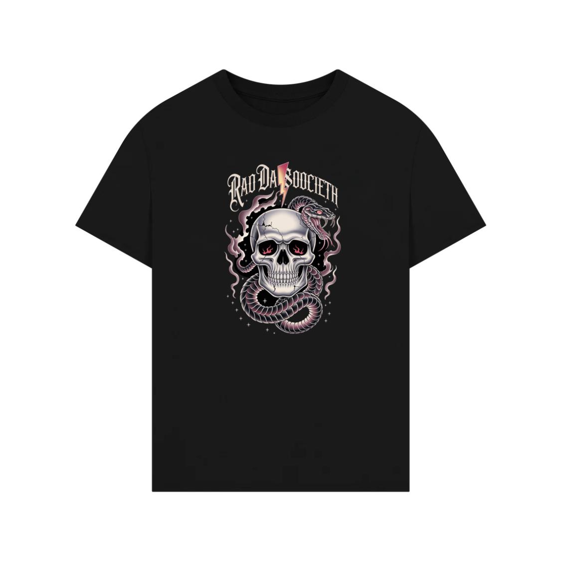 Ra Da Societ Skull Surrounded by Roses Gothic Artwork T-Shirt