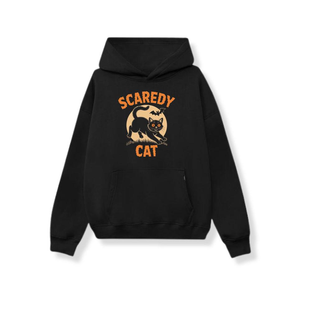 Scaredy Cat Funny Halloween Black Cat Graphic Hoodies