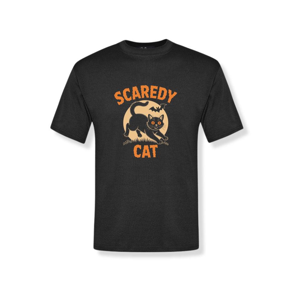Scaredy Cat Funny Halloween Black Cat Graphic T-Shirt