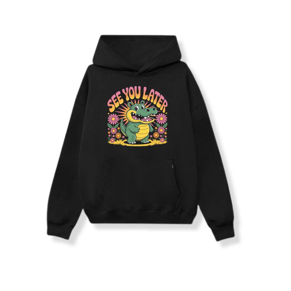 See You Later Crocodile Retro Cute Cartoon Design Hoodies